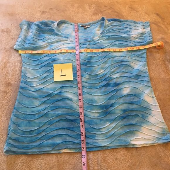 JM Collection blue ruffled t-shirt Size L - Picture 9 of 9